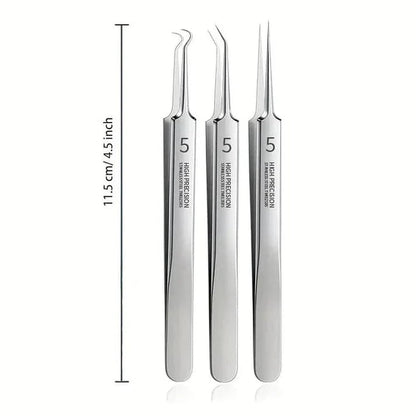 3-Piece High Precision Tweezer Set